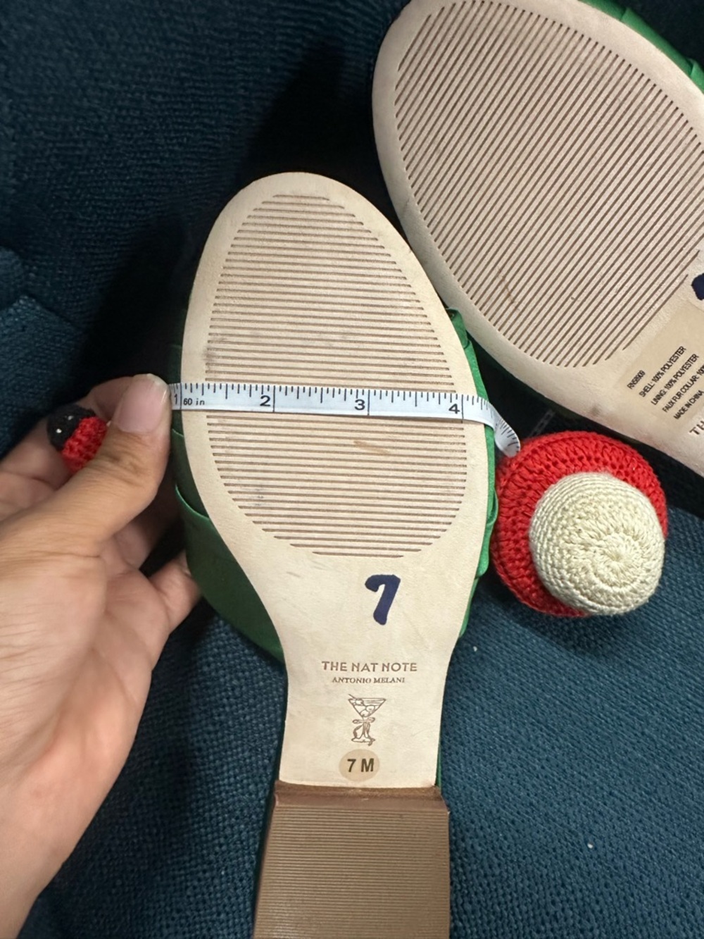 ANTONIO MELANI Emerald Satin Pom-Pom Sandals - Picture 11 of 14